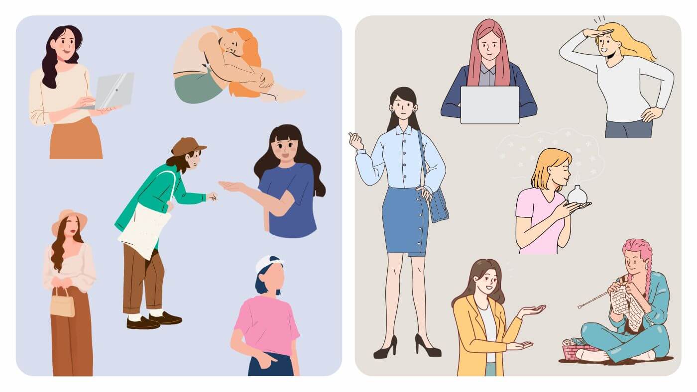 ベタ塗りのイラスト(縁取りなし)と線画のイラスト(縁取りあり)